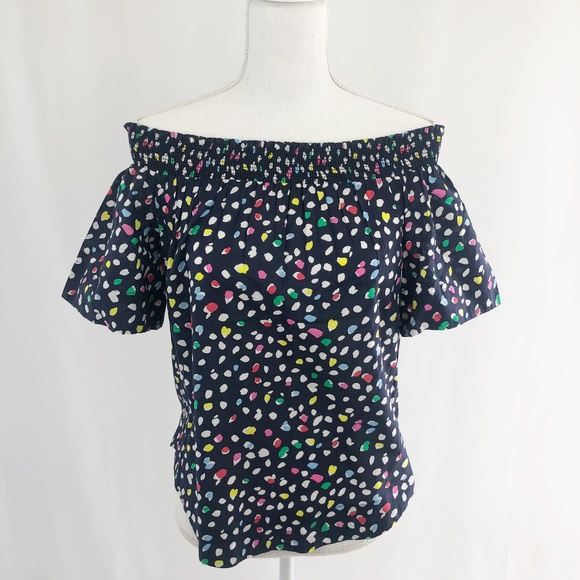 J.Crew Ratti Happy Cat Off Shoulder Top Size 2 - Picture 1 of 3